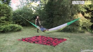 AMATEUREURO - French Bimbo Enjoying Outdoors Double Vaginal Banged!