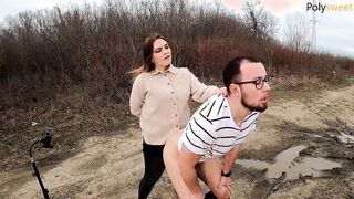 My bitch screamed loudly so she ate her cum) (pegging,