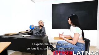 Hispanic stepmom gets banged! by professor to keep her step daughter