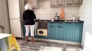 Milf spreads her long booty for anal sex her son
