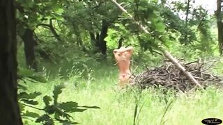 Blonde sluts gets nailed inside the woods by a masked