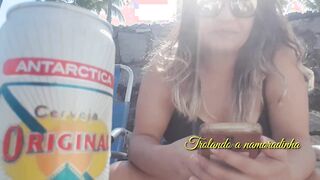 Trolling his mistress at the beach kiosk!!! She was pissed!!!