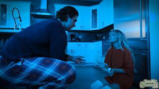 Stepbrother fucking his goddess stepsister to keep him quiet