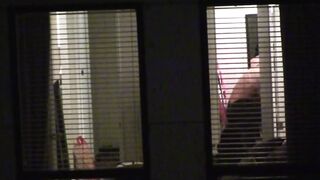 Window Peep Dark Hair Changing with Friends Voyeur