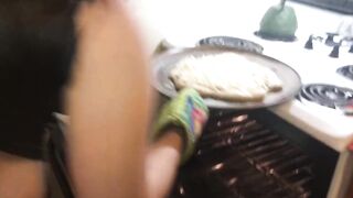 gothic hoe lover Valerie Dark makes me cum on her boobs while making pizza
