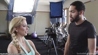 Camera man tied fitness instructor