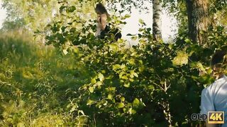 OLD4K. Posh bimbos came to clearing to be plowed by