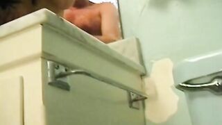 Turned On hoe takes giant dick inside mouth inside toilet