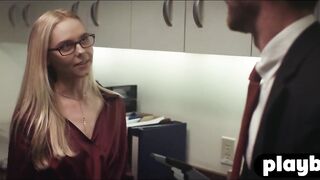 Blonde assistant seduced long dick boss and rode his cock