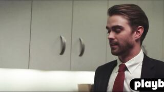 Blonde assistant seduced long dick boss and rode his cock