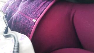 On a cold day Nicoletta pees on herself inside the street