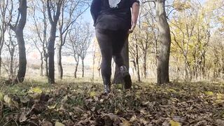 BBW Bae older having fun into the forest beauty bondage
