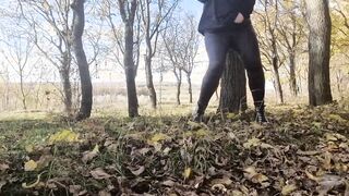 BBW Bae older having fun into the forest beauty bondage
