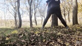BBW Bae older having fun into the forest beauty bondage