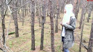 German skank blows kinky stinky penis inside the woods.