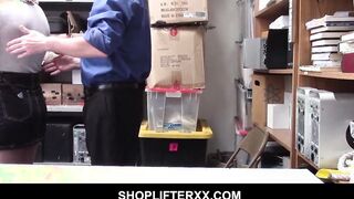 Blonde bitchy Young ShopLyfter Naomi Nash Sitting inside Creepy Officer's