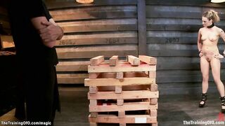 Blonde trainee butt caned and spanked