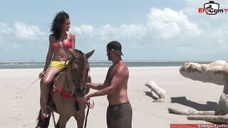 African haired thin woman gets boned anal into a three-way