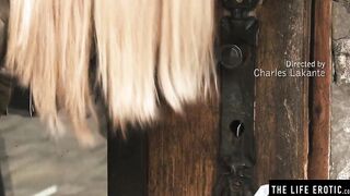 Daring blonde women breaks in a stranger's house to masturbate