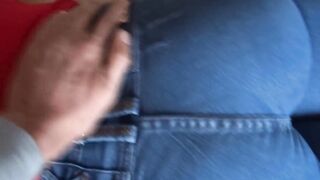 Hispanic older shows off her yummy butt with jean and