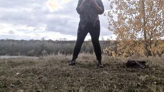 Huge titties Old Goddess play outdoor inside forest