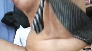The blonde women gets screwed inside the office by a