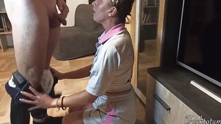 Silly Frenchie College Cheerleader First Time asking for "Trick or