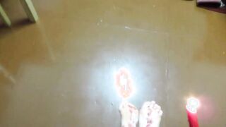 Easy domination with tickling and wax on bare foot Private