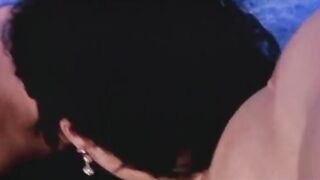 Young big boobed dark haired taking rough penis on the pool