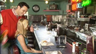 Blonde Gets Banged! On Diner Table