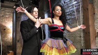 Black gimp pussyfucked and fingers before maledom ejaculates