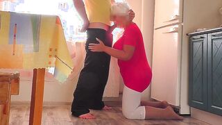 Stepmom with a huge booty blows cock and has anal