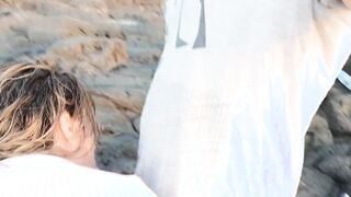 A Quick Bj on beach near the people