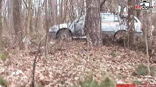 Anal sex into a vehicle with a thin african haired