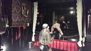 Dominatrix kicks, plays and fucks the sub chick anal