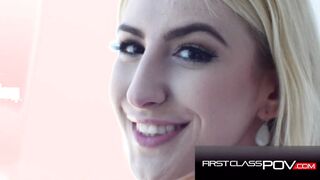 Sweet Blonde Gets Cum All Over Her Mouth