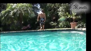 Blonde daughter banged inside the garden
