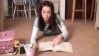 19 Year Old pokes crayon into her tight little twat