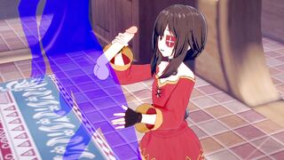 KonoSuba Animated - Megumin Hand Job with cummed into her face