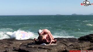 Big Titted blonde bimbo into an interracial outdoors anal three-way