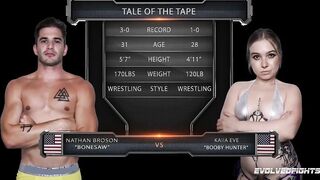 Mixed naked Wrestling Fight Nathan Bronson vs Kaiia Eve eating