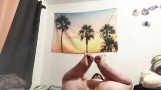 Mandy rubbing oil her huge body