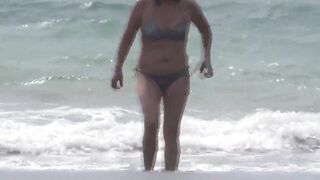My ex-wife on the beach, hotel guard ejaculates on her unshaved twat