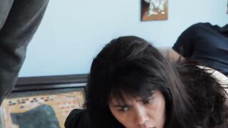 chinese goddess has hardcore 3some with 2 white rough dicks