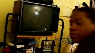 Black Beauty grind white men penis with her foot and snatch