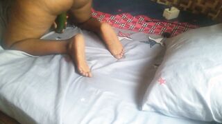 Lilysweetkiss ridding a long cucumber, come pounded me