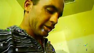 Yummy blonde with a bald twat gets a facial after a rough
