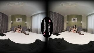 Solo gal, Monica is masturbating with a toy, into VR
