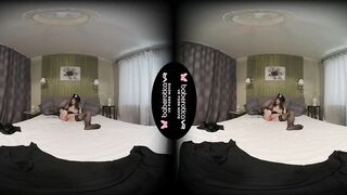 Solo gal, Monica is masturbating with a toy, into VR