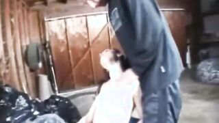 Filthy hoe nailed rough into butt